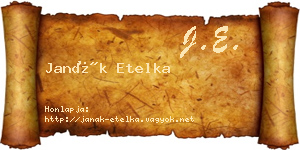 Janák Etelka névjegykártya